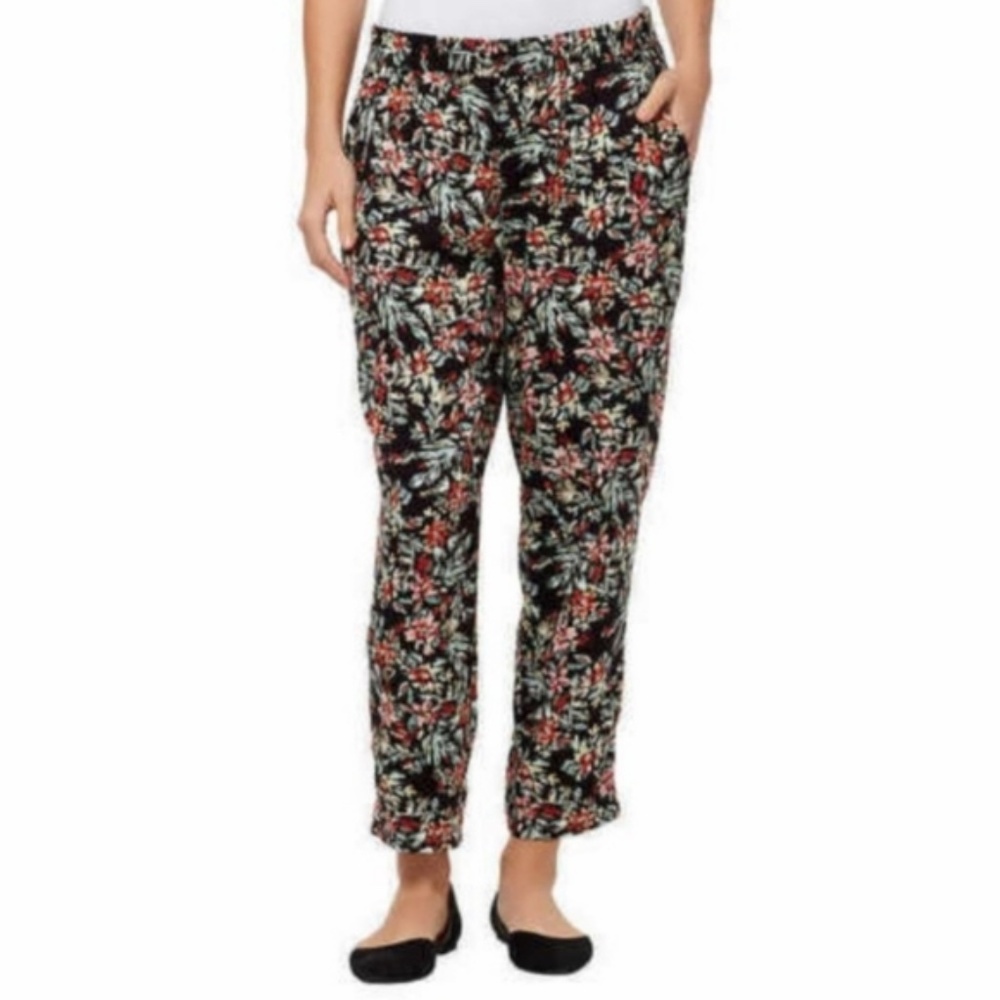 Jessica Simpson Black Floral Cadie Pants size XXL